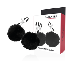 Darkness Sensations Darkness Adjustable Nipple Clamp Set with Decorative Pom Poms Juodas