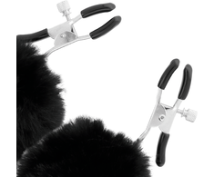 Darkness Sensations Darkness Adjustable Nipple Clamp Set with Decorative Pom Poms Juodas
