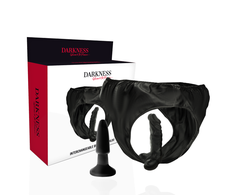 Darkness Sensations Darkness Intimate Set - PU Leather Panties with Interchangeable Attachments, One Size