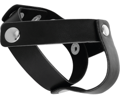 Darkness Sensations Darkness Adjustable Leather Dual Support Ring - Juodas &amp; Sidabrinis, Universal Size