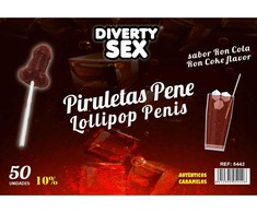DIVERTY SEX DIABLO GOLOSO Rum &amp; Cola Lollipops 10% Alcohol 50pcs Jar