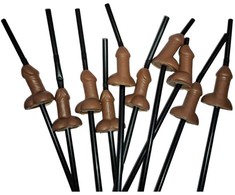 Diablo Picante Large Novelty Party Straws 10-Pack Natural Color