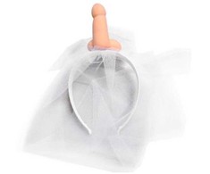 Diablo Picante Baltas Bridal Veil with Fun Motif - Bachelorette Priedas
