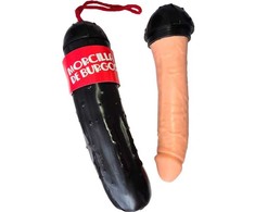 Diablo Picante Model Blood Sausage - Premium Silicone Intimate Toy, Juodas-Raudona, 20 cm