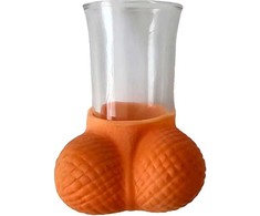 Diablo Picante Glass Shot Glass with Egg-Shaped Decoration, Flesh Color