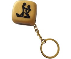 Diablo Picante Golden Dice Keychain 30mm - Elegant Gold Adventure Priedas