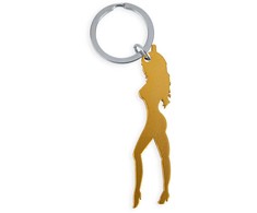 Diablo Picante Gold Metal Keychain with Stylish Silhouette &amp; Bottle Opener