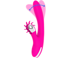 Rožinė Diversia Bunny Waves 24 cm - Silicone Dual-Action Intimate Device USB Rožinė