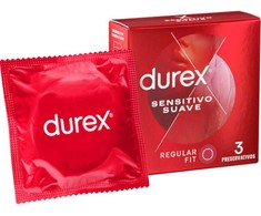 Durex Condoms Durex Soft &amp; Sensitive Thin Easy-On Latex Condoms 3-Pack, 56mm