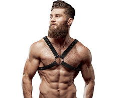 Fetish Submissive Attitude Men's Adjustable Chest Harness Vegan Leather