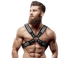 Fetish Submissive Attitude Men's Chest Harness Eco-Leather Adjustable Juodas