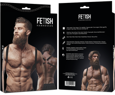 Fetish Submissive Attitude Men's Eco-Leather Adjustable Chest Harness Juodas