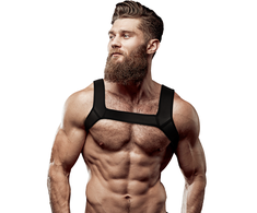 Fetish Submissive Attitude Neoprene Chest Harness for Men L - Adjustable Fit