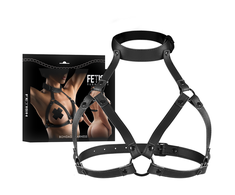 Fetish Submissive Bondage Fetish Submissive Adjustable Vegan Leather Chest &amp; Neck Harness, Juodas