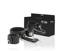 Fetish Submissive Bondage Fetish Submissive Vegan Leather Collar &amp; Wrist Restraint Set, Adjustable