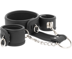 Fetish Submissive Bondage Fetish Submissive Vegan Leather Collar &amp; Wrist Restraint Set, Adjustable