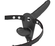 Fetish Submissive Harness Fetish Submissive Adjustable Harness Double Motor Juodas Silicone System 15/8cm