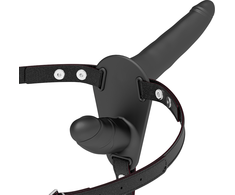 Fetish Submissive Harness Juodas - Adjustable Dual Attachment System, Silicone