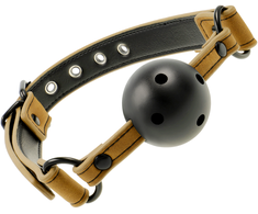 Fetish Submissive Origin Breathable Gag Vegan Leather Adjustable Juodas