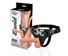 Harness Attraction Deluxe Vibrating Strap-On System 18cm Juodas Vegan Leather