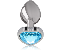 Intense Anal Toys Intense Aluminum Anal Plug Mėlyna Heart Medium - Metal, Jewel Accent