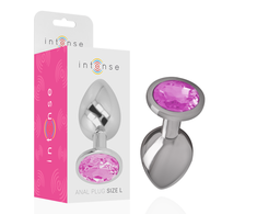 Intense Anal Toys Rožinė Intense Aluminum Metal Plug Rožinė Crystal Large - Luxury Anal Priedas