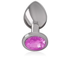 Intense Anal Toys Rožinė Intense Aluminum Metal Plug Rožinė Crystal Large - Luxury Anal Priedas