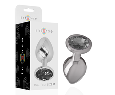 Intense Anal Toys Intense Medium Aluminum Plug Juodas Glass Accent 8cm x 3.3cm
