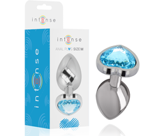 Intense Anal Toys Intense Aluminum Anal Plug Mėlyna Heart Medium - Metal, Jewel Accent