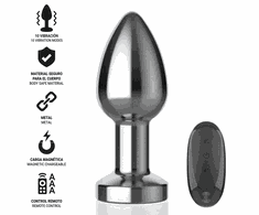 Intense Anal Toys Intense Metal Vibrating Plug M - 10 Modes, Remote Control, Atsparus vandeniui