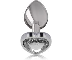 Intense Anal Toys Intense Metal Anal Plug Baltas Heart L - Luxury Aluminum, Crystal Accent