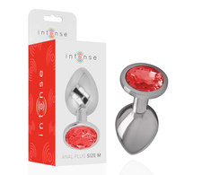 Intense Anal Toys Intense Metal Plug M Size - Raudona Crystal, Elegant Steel Design