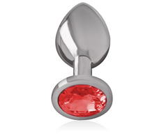 Intense Anal Toys Intense Metal Plug M Size - Raudona Crystal, Elegant Steel Design