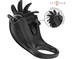 Intense Couples Toys Intense Mabel Juodas Vibrating Ring with 10 Modes &amp; Anatomical Stimulator