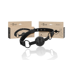 Intense Fetish Vegan Leather Ball Gag Adjustable Juodas