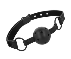 Intense Fetish Vegan Leather Ball Gag Adjustable Juodas
