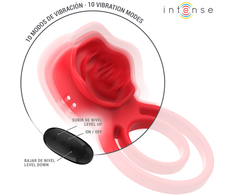 Intense Fun INTENSE GAIL Intimate Stimulator Rose Shape 10 Modes Raudona Remote Control