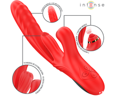 Intense Fun INTENSE Rosalia Raudona 3-in-1 Multifunctional Stimulation Device Atsparus vandeniui