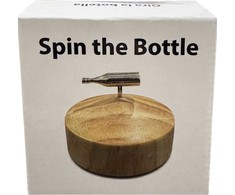 Kheper Games Spin The Bottle Party Game - Metal Bottle &amp; Wooden Base