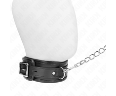 Kink Collar Gag KINK Basic Model Collar with Leash - Adjustable Vegan Leather 65cm Juodas