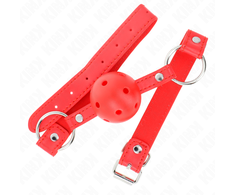 Kink Collar Gag KINK Breathable Ball Gag 4 cm Raudona - Adjustable Vegan Leather Strap 42-58 cm