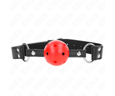 Kink Collar Gag KINK Adjustable Breathable Ball Gag 4cm, Leather Strap, Juodas, 42-58cm