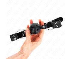 Kink Collar Gag KINK Breathable Ball Gag 4cm Double Rivet Juodas Adjustable 42-58cm