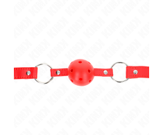 Kink Collar Gag KINK Breathable Ball Gag 4 cm Raudona - Adjustable Vegan Leather Strap 42-58 cm