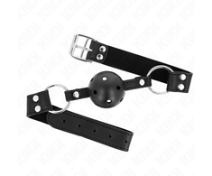 Kink Collar Gag KINK Breathable Ball Gag 4cm Double Rivet Juodas Adjustable 42-58cm