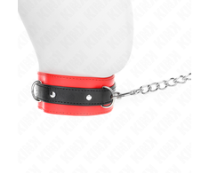 Kink Collar Gag KINK Collar &amp; Leash Set Raudona 54x4.5cm, Adjustable Vegan Leather, 65cm Strap