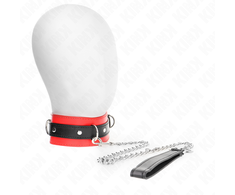 Kink Collar Gag KINK Collar &amp; Leash Set Raudona 54x4.5cm, Adjustable Vegan Leather, 65cm Strap
