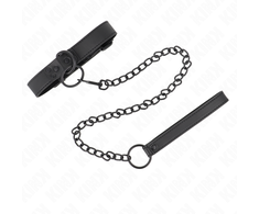 Kink Collar Gag KINK Adjustable Collar with Dark Leash 65cm - Juodas, 37-54cm, Vegan Leather