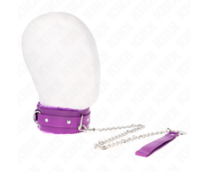 Kink Collar Gag KINK Collar &amp; Leash Set Violetinė 36-42cm Adjustable Vegan Leather 65cm