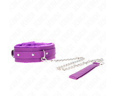 Kink Collar Gag KINK Collar &amp; Leash Set Violetinė 36-42cm Adjustable Vegan Leather 65cm